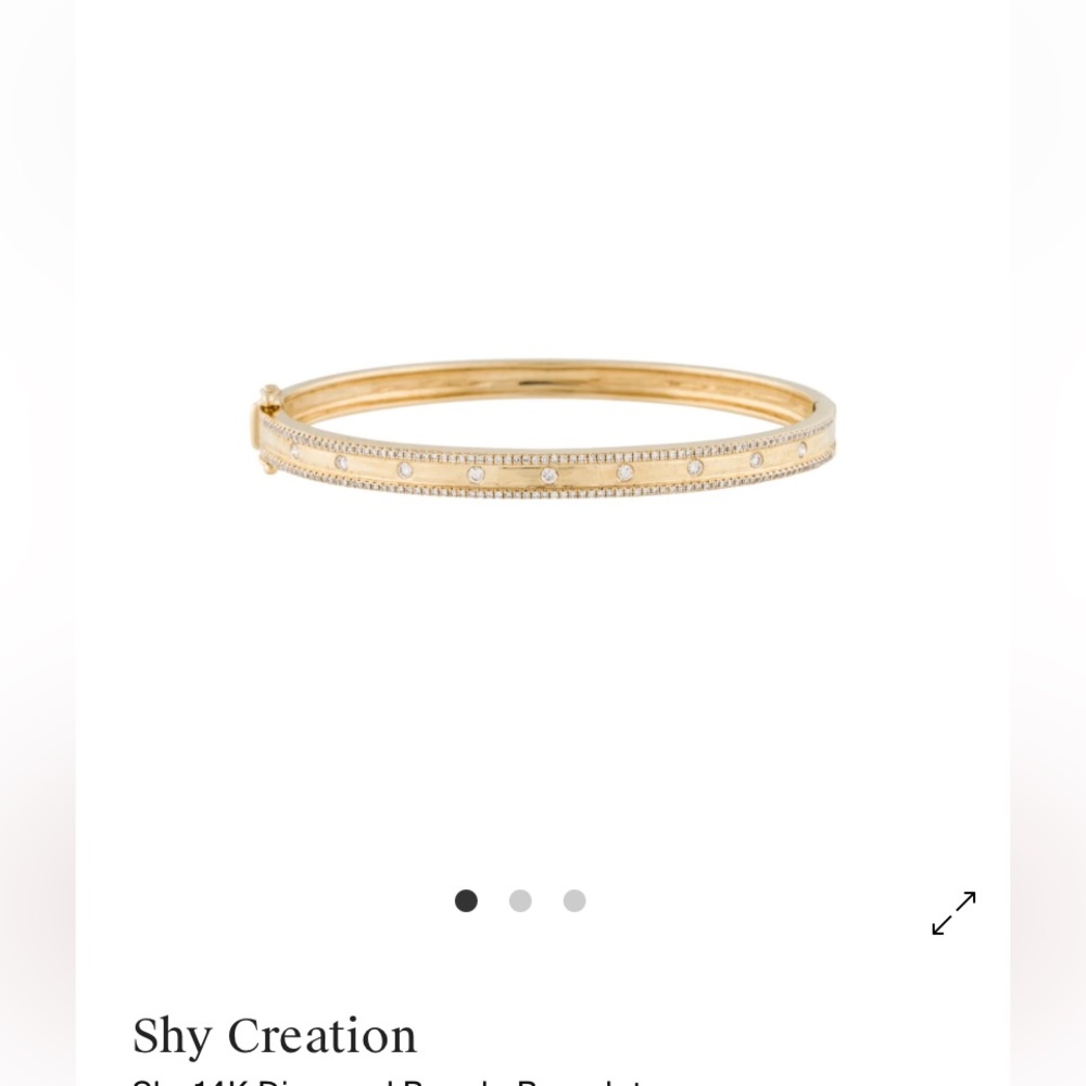 shy creation bangle 14k gold diamonds bracelet - Picture 3 of 7